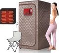Portable Full Size Infrared Sauna, Personal Sauna for Home Spa, Home Spa Tent with Remote Control, Heating Foot Pad, Foldable Reinforced Chair, Detox Therapy (L 33.8" x W 33.8" x H 66.5")
