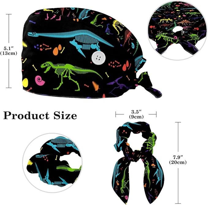 Scrub Cap with Hair Scrunchy, Ponytail Holder Surgical Cap