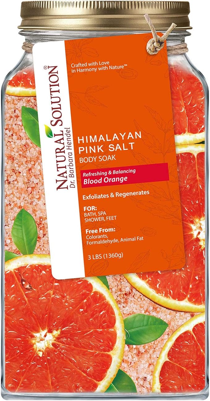 Natural Solution Pink Salt Body Soak with Blood Orange – 3 lbs of Organic Joint & Muscle Relief Soak for Relaxation, Rejuvenation, and Soothe Sore Muscles