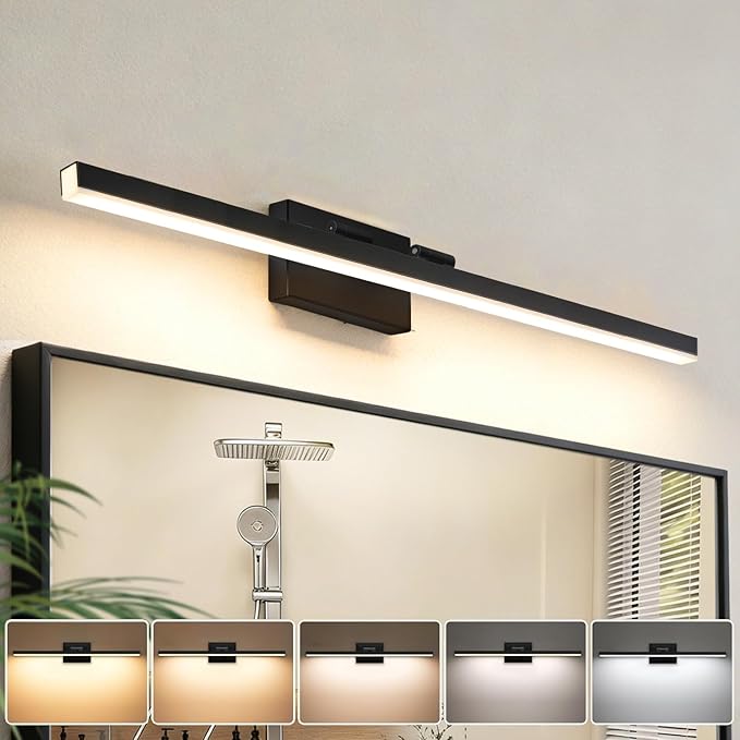 IZORRO Modern Bathroom Vanity Light 40 inch, Rotatable, 32W Dimmable Led Bathroom Light Fixture Over Mirror, Black Vanity Light Bar (5 Color Temperature)