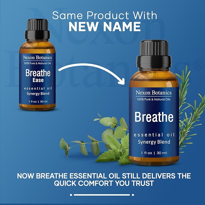 Breathe Essential Oil Blend 30 ml - Breath Sinus Relief with Menthol Oils - for Humidifiers, Diffusers, and Aromatherapy - Nexon Botanics (Pack of 2)