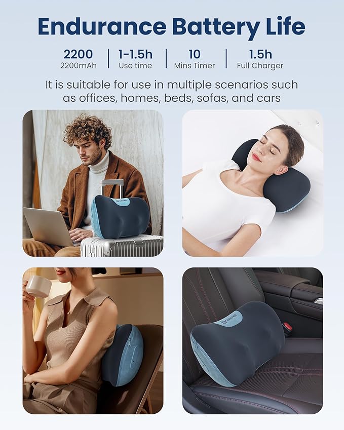 COMFIER Shiatsu Neck and Back Massager with Heat, Neck Massager Pillow with 3D Kneading Deep Tissue, Cordless & Portable, Soothes Muscle Tension at Home, Office, Travel,Mothers Day Gifts for Women