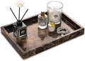 Marble Bathroom Vanity Tray, Natural Luxury Vanity Home Kitchen Bathroom Table Tray, Stone Decorative Countertop Dresser Trays for Key Coffee Perfume Jewelry Makeup (Dark Brown, 12"x 8" x1.2")