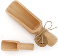 Wooden Scoops 5.5" and 3", 1 standard bath salt scoop and 1 mini scoop, Natural Beech Wood Scoops, the mini is for coffee and laundry, the standard is for Flour, Bath Salt, Sugar, Cereal