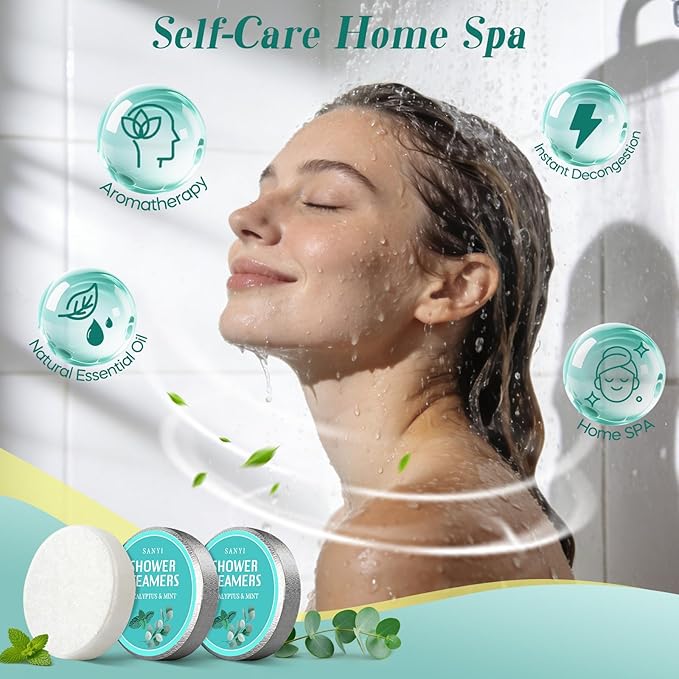 Shower Steamers Aromatherapy 15 Pack, Mom Gifts for Mothers Day,Eucalyptus & Mint Shower Bombs with Natural Essential Oils, Quick Sinus Relief Nasal Congestion, Relaxation Home Spa Gifts for Women Men