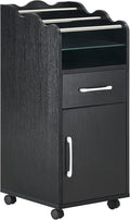 BarberPub Salon Cart with Storage Cabinet with with Drawers Engineered Wood, Rolling Salon Cart for Hair Stylist, Barber Trolley with Wheels, Beauty Organizer 2013 (Black)