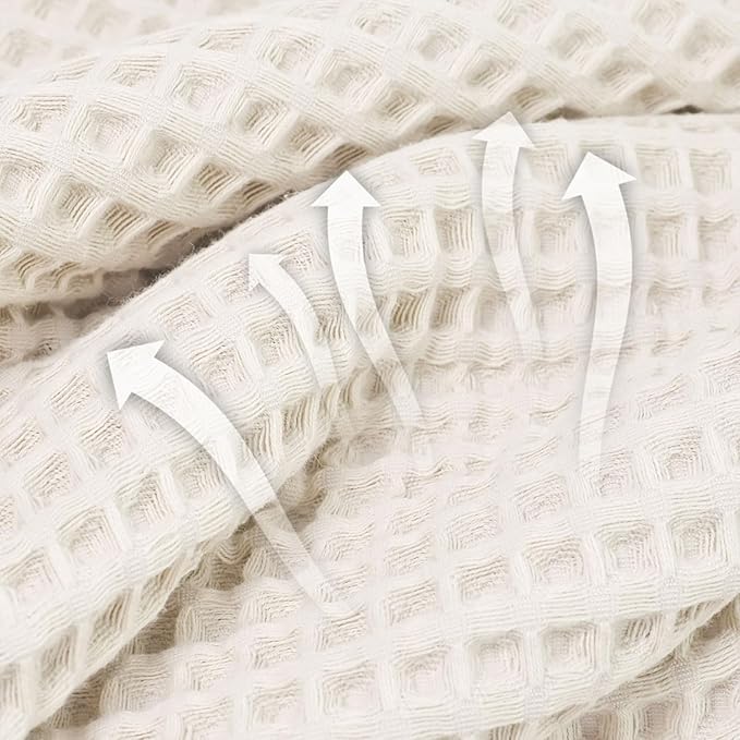 Jacquotha Waffle Bath Towels Set of 2 (Mist White) – Cotton, Quick Dry, Low Lint, 31” x 62” Large Towels for Bathroom Shower Spa Pool