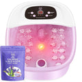 MoodRelish Foot Spa Bath Massager with Heat Bubbles and Vibration Massage and Jets, 16 OZ Calming Lavender Foot Soak Epsom Salt, Foot Soaker with Red Light, 22 Massage Rollers, Adjustable Temp - Pink