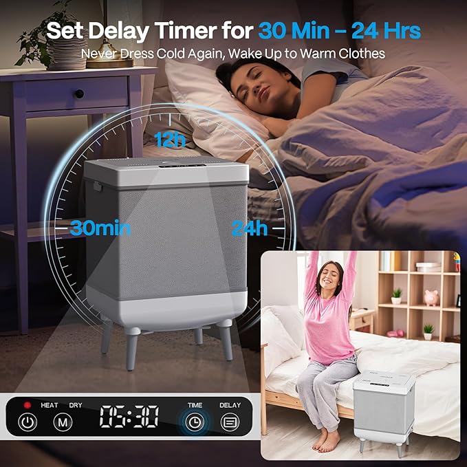 Jripae 35L Towel Warmers for Bathroom, Foldable Towel Warmer, Bucket Hot Towel Warmer Spa with Dryer, Delay Timer & Dry/Heat Modes - Fits Robe, Blanket or Large Towels, PJ's