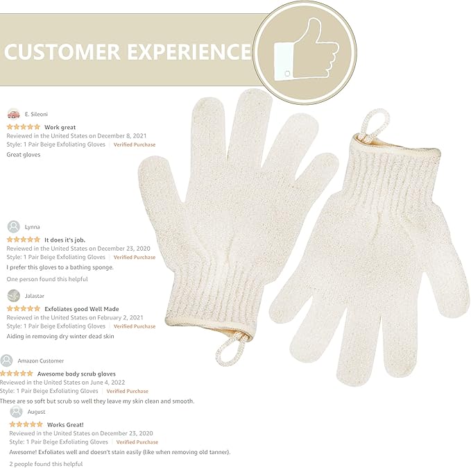 Exfoliating Glove - Body Scrub for Smooth and Soft Skin - Body Exfoliator for Ingrown Hair Dead Skin Remover and Itchy and Flaky Skin - Scrubber Shower Accessories for Women and Men 1 Pair Glove