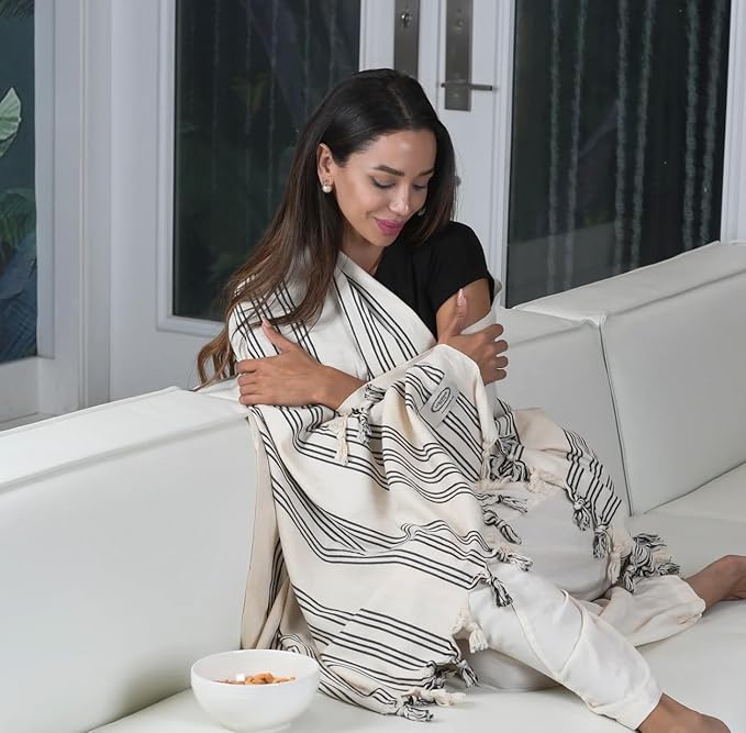 Morrocan Beach Towel | Cotton Blanket Throw, Easy to Carry, Sand Free, Absorbent, Quick Dry, Turkish Towels for Travel Camping Bath Sauna Beach Gym Fitness Pool Yoga SPA by Lahammam, Cordoba 12 PACK