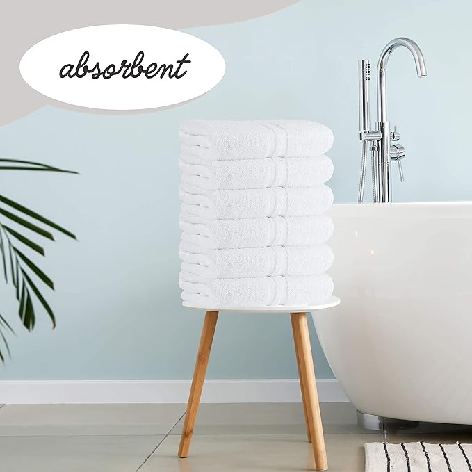 GREEN LIFESTYLE 12x12 Cotton Washcloths - 200 Pack Sets -100% Cotton Wash Cloths, Soft Absorbent Face Towels, Bulk Washcloths for Body, Bathroom, Shower and Daily Use (White)