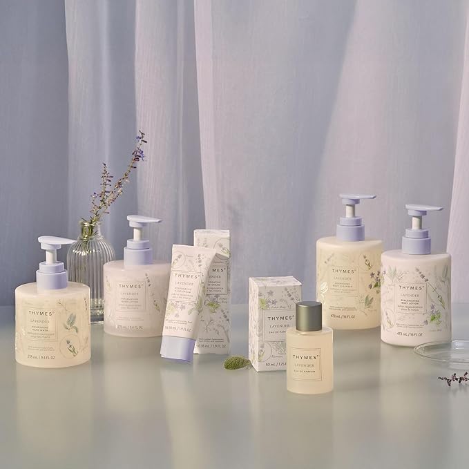 Thymes Restorative Hand Cream for Women & Men - Moisturizing Hand Cream Travel Size - Notes of Velvety Lavender, Warm Rosewood, Fresh Clary Sage, & Earthy Violet - Skin Care (Lavender, 1.9 fl oz)