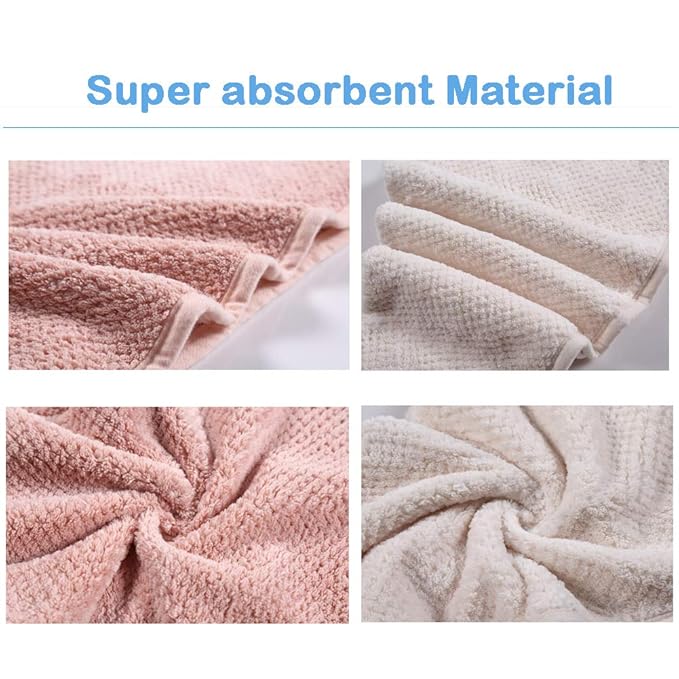 M-bestl 2 Pack Microfiber Hair Towel Wrap,Hair Drying Towel with Button, Hair Towel Turban,Quick Dry,Anti-frizz,Absorbent Head Towel (Pink&Beige)
