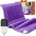 Heating Pad for Period Cramps Relief - 35"x20" Extra Large Electric Heating Pad for Back, Neck and Shoulder, Moist & Dry Heat, Adjustable Temperature, Timer Auto Shut-Off, Machine Washable (Purple)