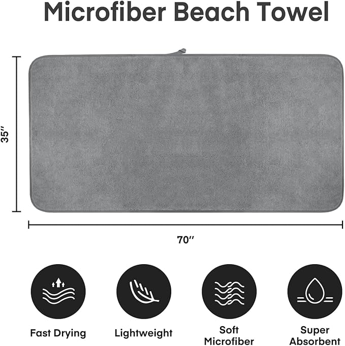 JML Bath Sheet Towels (2 Pack, 35"x70") - Microfiber Hair Towel for Adult Bathroom, SPA, Hotel - Super Soft, Absorbent, Lint Free, Fade Resistant, Grey