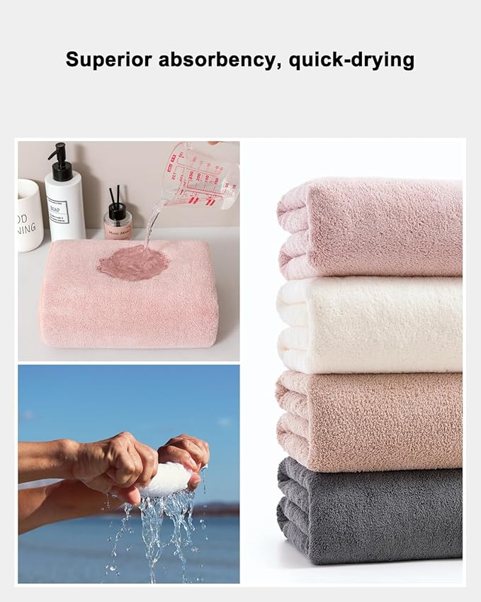 sakano Family Sized 8 Piece Towel Bundle, 4 Bath Towels and 4 Hand Towels, Mixed Color, Ultra Absorbent Soft, Fade-Resistant Lint-Free, Great for Daily Use and Spa - Pink+White+Khaki+Dark Grey