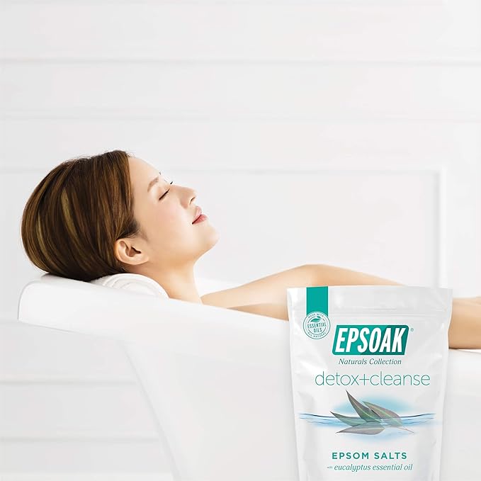 Epsoak Epsom Salt 4 lb. Magnesium Sulfate USP. (Qty. 2 x 2 lb. Bags) Resealable Epsom Salt Bag Detox + Cleanse, Made in The USA, Cruelty-Free Certified