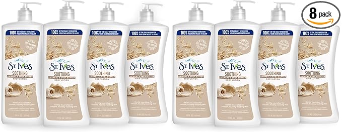 St. Ives Soothing Hand & Body Lotion for Women with Pump, Daily Moisturizer Oatmeal and Shea Butter for Dry Skin, Made with 100% Natural Moisturizers, 21 fl oz, (Pack of 8)