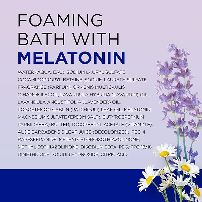 Dr Teal's Foaming Bath with Pure Epsom Salt, Sleep Blend with Melatonin, Lavender & Chamomile Essential Oils, 62.5 fl oz