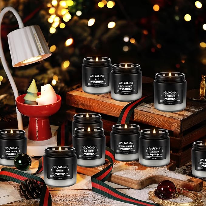Fclayvts Scented Candles Set - 24 Pack Gradient Black Men Candles for Home Scented, 3.5 oz, Aromatherapy Soy Candle Gifts Set for Men, Birthday, Valentine, Christmas, Anniversary Present for Him