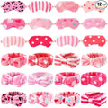 Xuhal 24 Pcs Spa Sleepover Party Favors Supplies Plush Headband and Eye Mask for Women Soft Makeup Washing Face Sleep Hair Bands for Girl Gift Birthday Stuff(Pink Series Dots and Stripes)