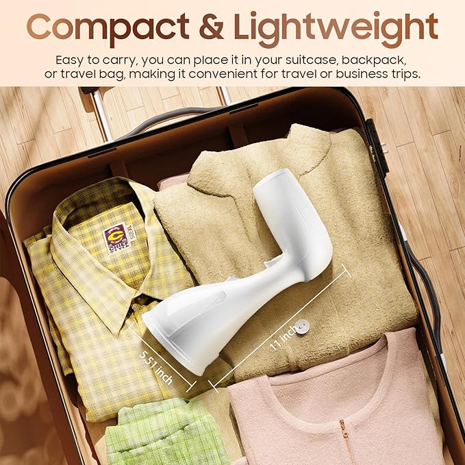 Portable Hand Held Steamer for Clothes - 1350W Handheld Clothes Steamer, 15S Rapid Heating, Garment Wrinkle Remover Fastly Make Clothes Soft, Large-Capacity Iron for Hotels/Travel, Mother's Day