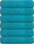 KAHAF COLLECTION 100% Cotton Bath Towels, 24x48 Pack of 6 Towels, Quick Dry, Highly Absorbent, Soft Feel Towel, Gym, Spa, Bathroom, Shower, Pool, Luxury Soft Towels (Teal, KC-2448-6-TEAL)