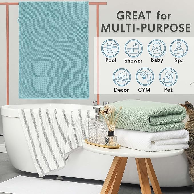 VOOVA & MOVAS Hunter Green Bath Towels, Bath Towels Set of 4, Large 30"x56" - 100% Cotton | Quick Dry | Thick | Soft | Absorbent, Light Weight Bath Towels, Luxury Towel Gift Set