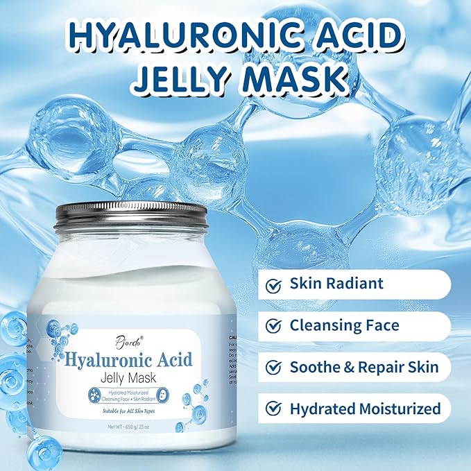 Pjordo Jelly Masks Set for Facials Professional, Hyaluronic Acid Jelly Mask Powder with Mixing Bowl Set, Peel Off Hydrojelly Mask for Moisturizing & Deep Hydration, Spa Use for All Skin