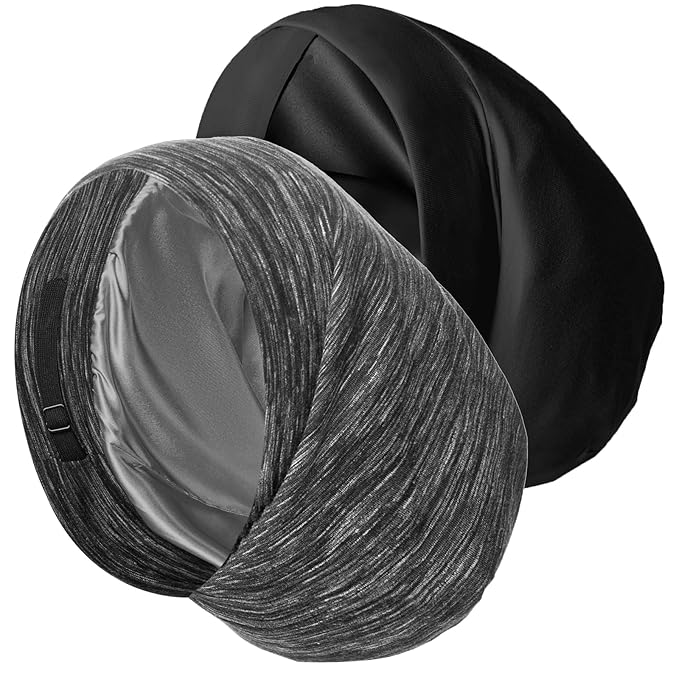 Satin Bonnet Silk Lined Sleep Cap- Adjustable Hair Cover for Women Men Frizzy Hair Night Cap Patients Care