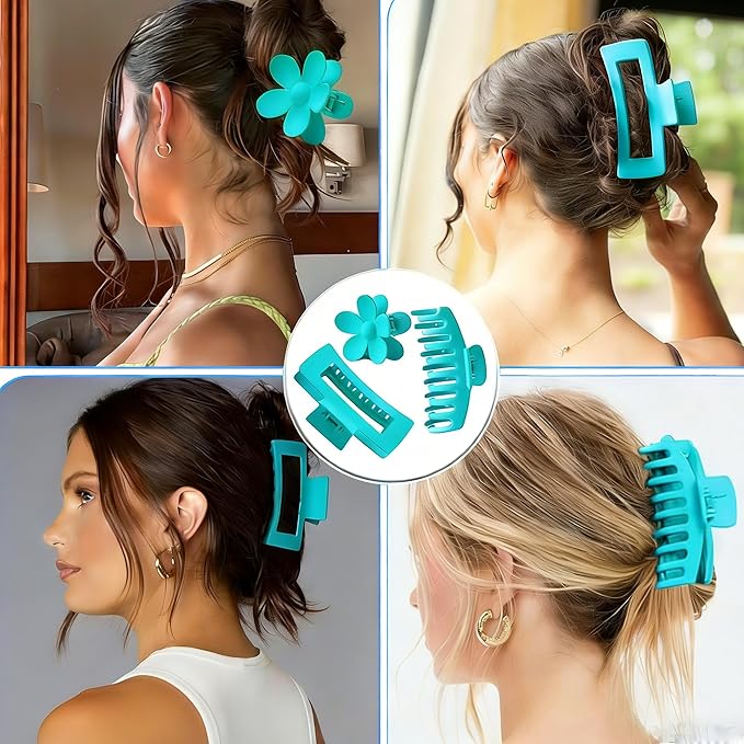 16pcs Skincare Headband Set, Headband Set for Face Washing Spa and Makeup, Including 1 Hairband, Wristband, 3 Hair Claw Clips and 10 Hair Ties, with Box, Gift for Women and Girls, Blue