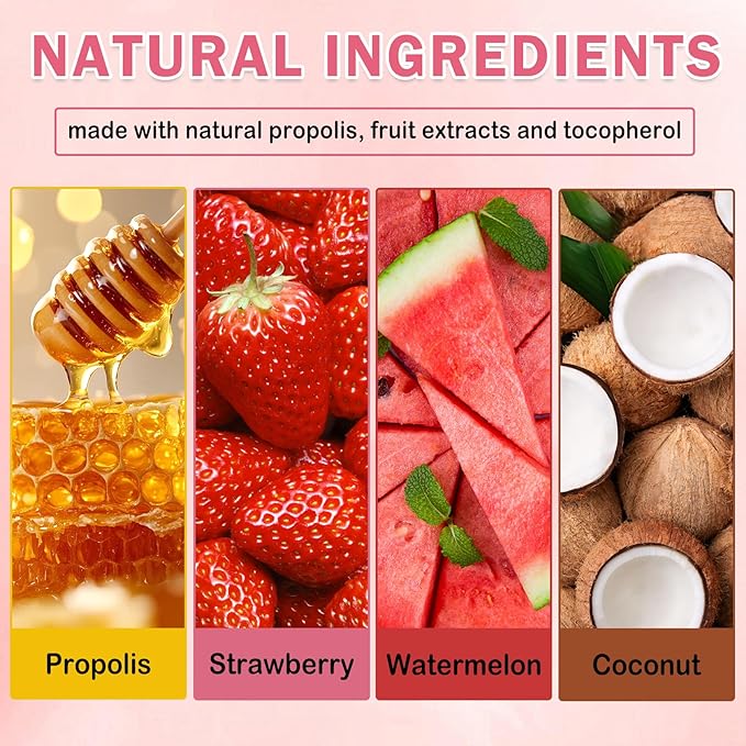 Honey Pot Lip Balm Set,4PCS Strawberry Watermelon Coconut Honey Lip Balm,Moisturizing and Repair Bee Lip balm honey Pot,Prevention Dry and Crack Lip Sleeping Mask