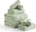 8 Piece Sage Green Bath Towels Set,2 Oversized Large Bath Sheets,2 Hand Towels and 4 Washcloths,600 GSM Soft Fluffy Luxury Towel Set,Highly Absorbent Quick Dry Towel Collection for Bathroom,Home,Hotel