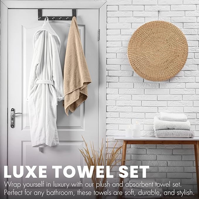 KAHAF Collection 6-Pack Bath Towels - Lightweight - Extra Absorbent - 100% Cotton - Shower towels (Multi, 27 inchesx54 inches)