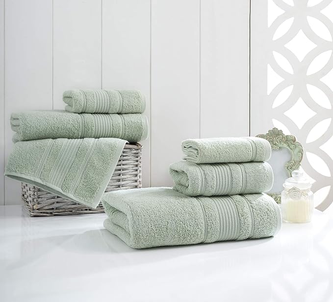 Personalize Your Towels with Custom Embroidery: Names, Monograms, and Initials. Perfect For Kids, Adults, Travel, Gifts, 6-Piece Towel Set; 2 Bath Towels, 2 Hand Towels, and 2 Wash Cloths - Green