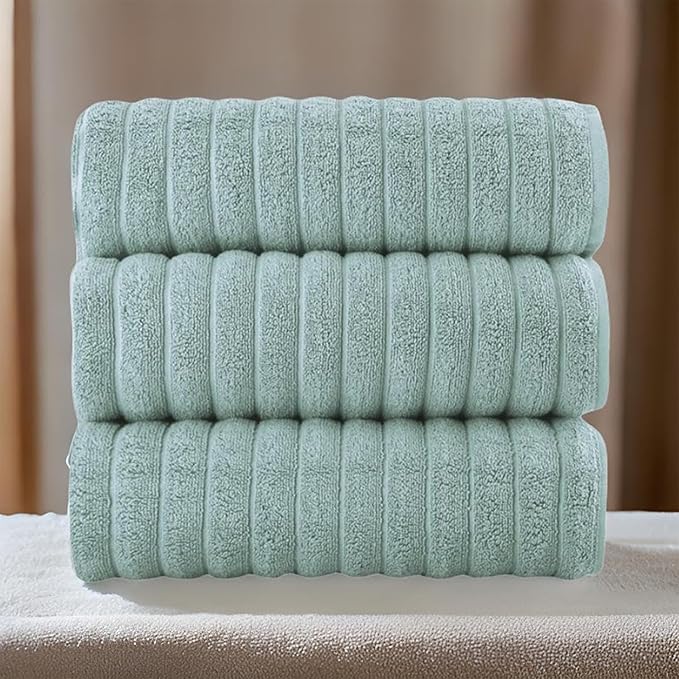 Classic Turkish Towels CTT - Luxury Jumbo Bath Sheet 3 Piece, 100% Turkish Cotton, Absorbent & Ultra Comfy Bath Towel Sheets for Hotels & Spa | 40"x65" (Spa Green)