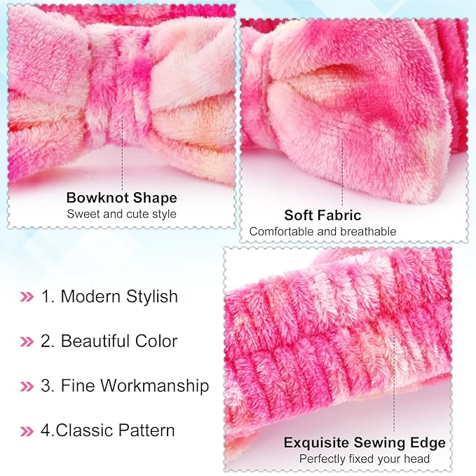 Wteehn 6pcs Headband and Wristband for Face Washing, Makeup Spa Skincare Headband, Skin Care Face Wash Headbands Wrist Bands Tools Set, for Women and Teen Girls Gifts