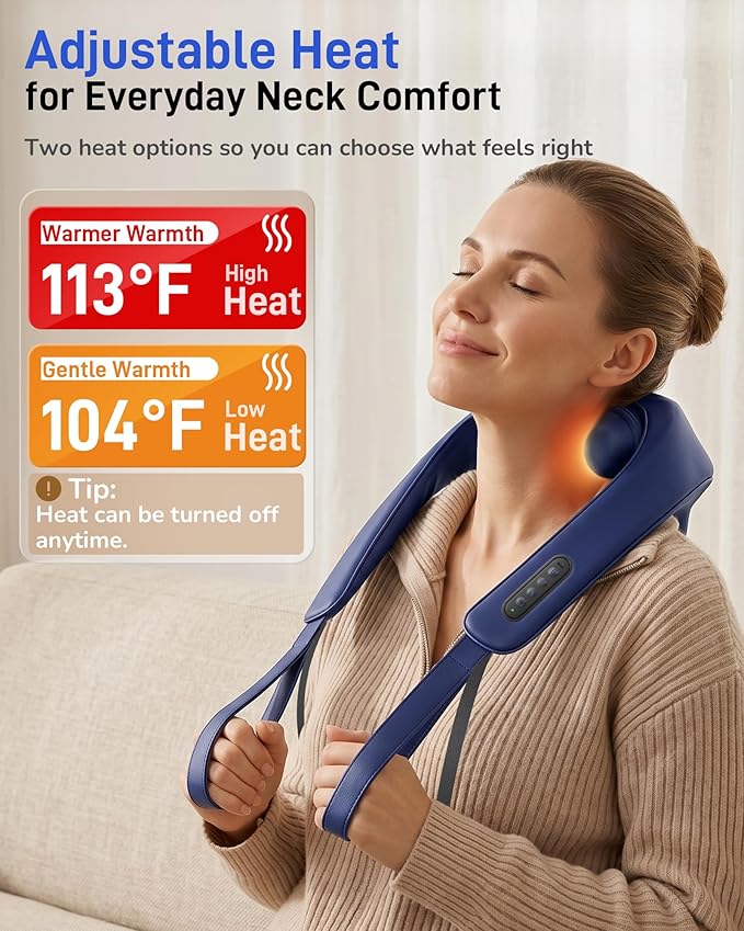 Neck Massager with Heat : Cordless Neck and Shoulder Massager for Pain Relief Deep Tissue - 3 Modes, 2 Intensity & 2 Heat, Daily Comfort for Desk Workers, At-Home Use, Women, Men