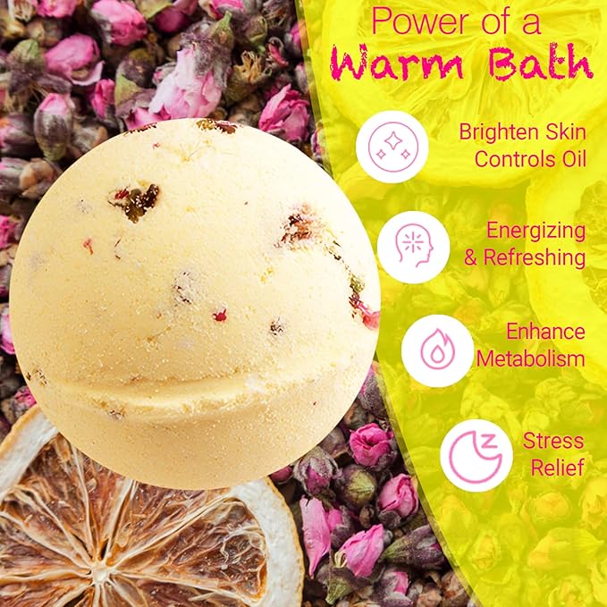 Bath Bombs for Women Spa Gift Set with Lemon Oils Sea Salt Relaxing Birthday Gift for Her Bubble Bath Skincare 2 Pack