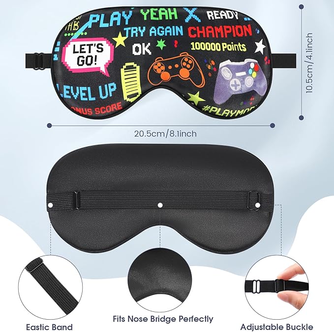 2 Pcs Boys Sleep Eye Mask, Guys Blackout Sleeping Silk Mask for Kids Adult Children's Travel Eye Mask Eye Cover Blindfold for Game (2 Pcs Game Mask - Style 9)