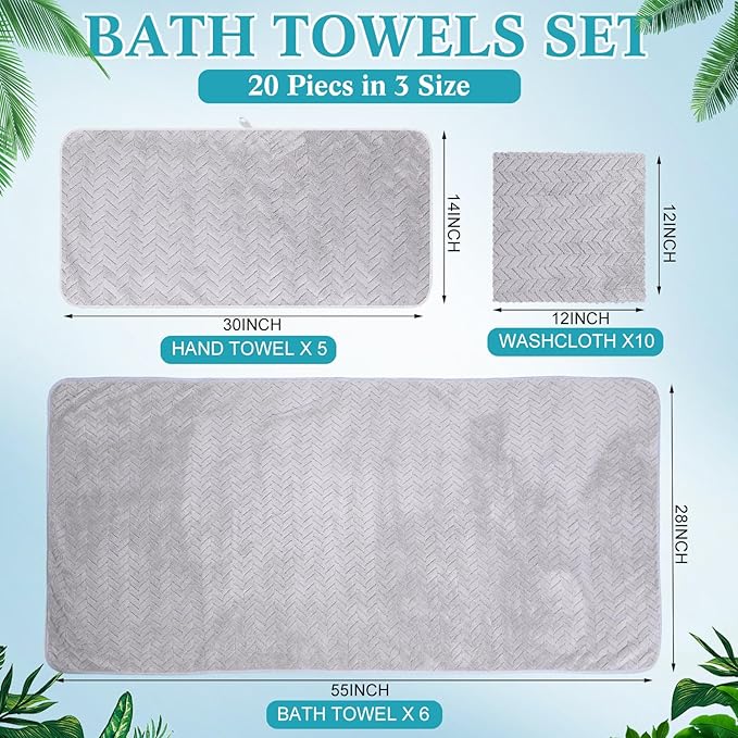 Mixweer 16 Pieces Bath Towels Sets Quick Dry Towel Set for Bathroom Included 4 Bath Towels 4 Hand Towels and 8 Washcloths Absorbent Bath Towel Sets Coral Velvet Towel for Shower Spa Hotel(Warm Color)
