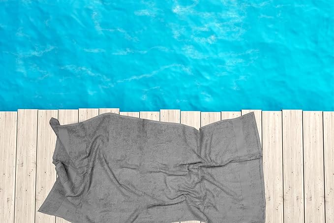 Large Bath Towels Pack of 6 – 24" x 50", 100% Cotton Terry – Soft, Quick-Dry & Highly Absorbent – Light Grey Towels for Bathroom, Spa, Shower, Pool & Daily Use