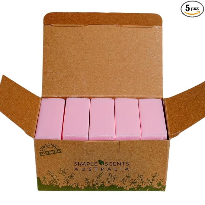 Simple Scents Australia Garden Rose Scented Natural Soap Bars (5 Bars), 3.5oz Moisturizing French Triple Milled Soap Bars Enriched with Shea Butter - Pure Plant Oil Bath & Body