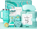 Birthday Gifts for Women, Mothers Day Spa Gifts for Mom from Daughter, Self Care Get Well Soon Gift Baskets for Her Sister Wife Girlfriend Ocean Relaxing Spa Care Package w/Blanket 40 OZ Tumbler