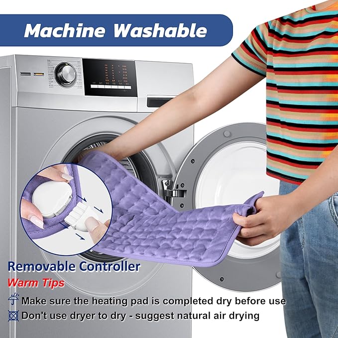 24"X20" Electric Heating pad with 6 Heat Settings, Auto Shut Off, Dry Electric Heating for Back Neck Knee Arms Legs Shoulder Heat Pads for Christmas Birthday Father's Day Mother's Day (Light Purple)