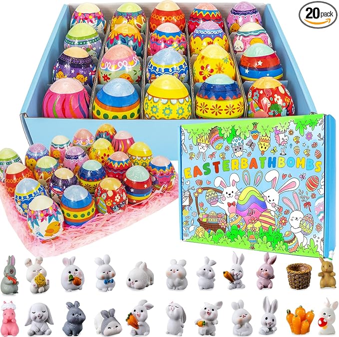 20pcs Bath Bomb Gift Set, Natural Organic Mini Bath Bombs, Handmade, Best Birthday Gift for Easter Bath Balls, Easter Basket Filler Bath Balls Best Birthday Gift