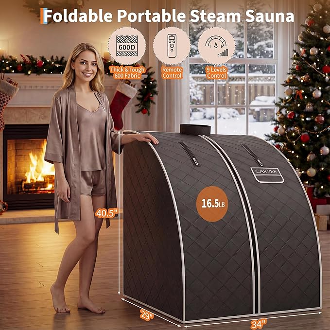 Garvee Sauna Box,Portable Steam Sauna Tent for Home,Personal Sauna Room with 1000W Steamer，Sauna Spa for Relaxation at Home, 60 Minute Timer Chair Included (Grey