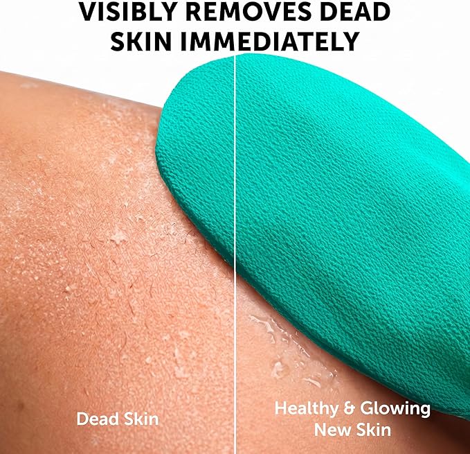 Valitic Exfoliating Glove Body Scrubber - Exfoliating Mitt Dead Skin Remover, Shower Face and Body Exfoliator - Korean Style Skin Scrubber Washcloth - Spray and Self Tan Remover, Pair Turquoise