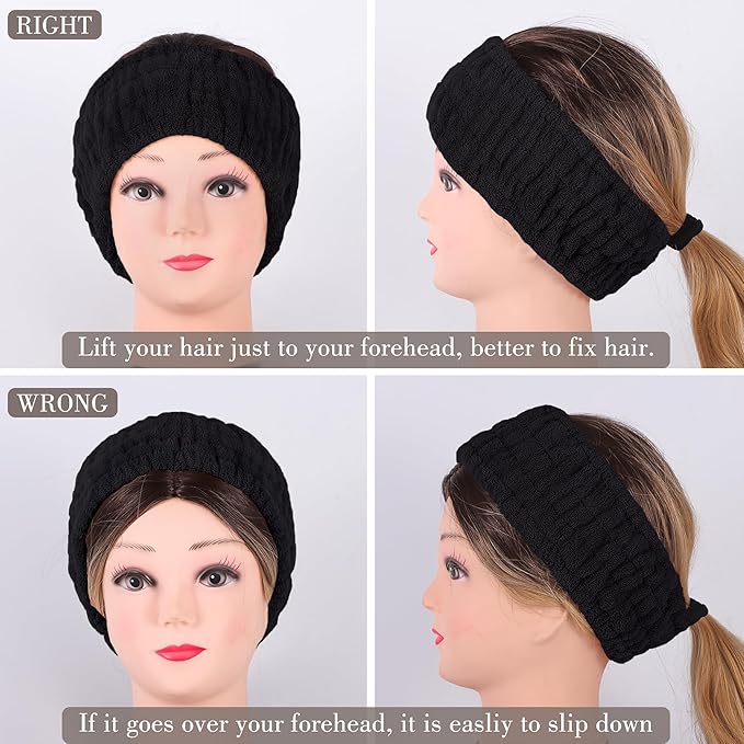 DiyJibb 9 Pcs Spa Headband for Washing Face,Skincare Headband and Wristband Set,Women Teen Girls Facial Hairbands for Washing Face, Makeup, Sports, Yoga(Apricot+Grey+Black)